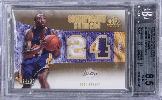 2007-08 SP Game Used Edition Significant Numbers #KB Kobe Bryant Patch Card (#24/35) - BGS NM-MT+ 8.5